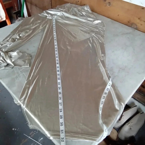 Love And Lemonade Pants Womens L Shiny Silver Super Wide Leg/Long Holiday - Picture 7 of 8